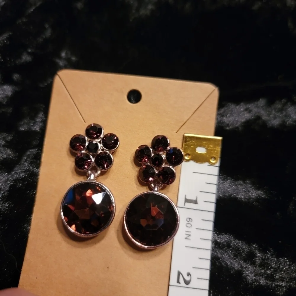 Faux Smokey Topaz Dangle Earrings - Picture 5 of 6